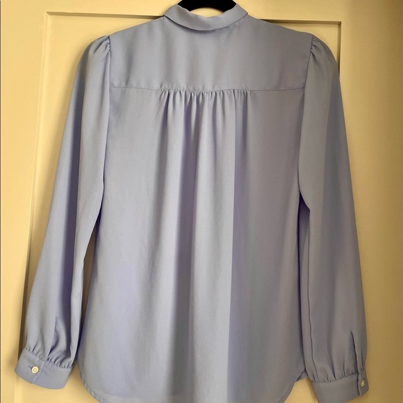 J.Crew Purple Lavender Periwinkle Tie Neck Buttondown Blouse XXS - Picture 2 of 8